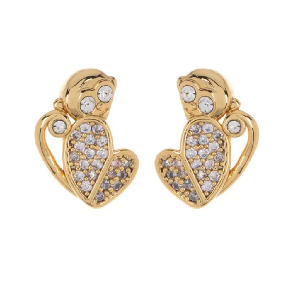 ♠️Kate Spade♠️Pave Heart Monkey🐒 Stud Earrings